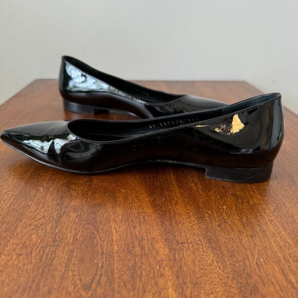 Saint Laurent Paris Black Patent Leather Pointed Toe Ballet Flats - Picture 5 of 13